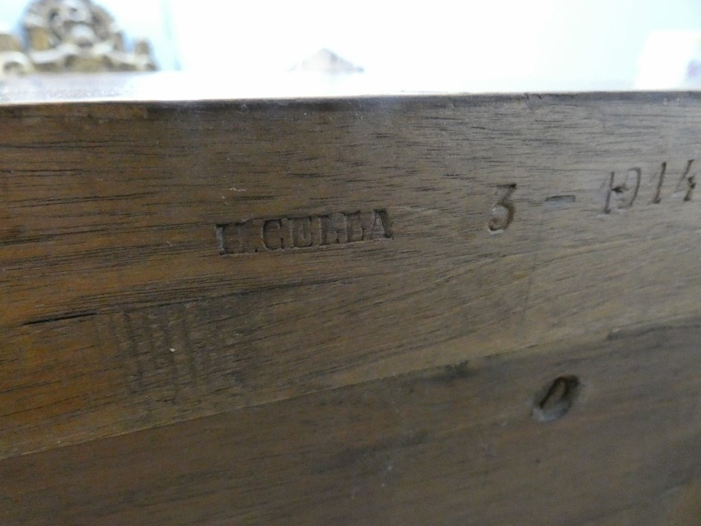 G Lancelin, Place Des Vosges, Paris, Trade Furniture, Walnut Filing Cabinet With Flaps, Dated 1914-photo-8