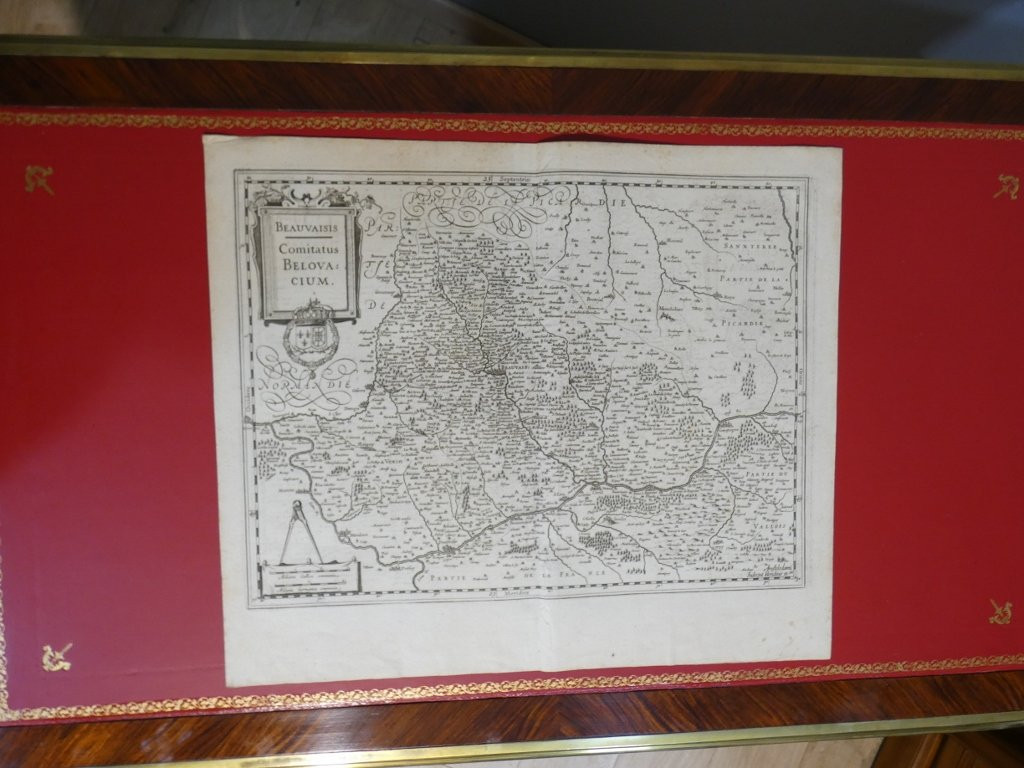 Carte géographique du Beauvaisis Picardie d'époque XVII ème siècle gravée par Jodocus Hondius-photo-2