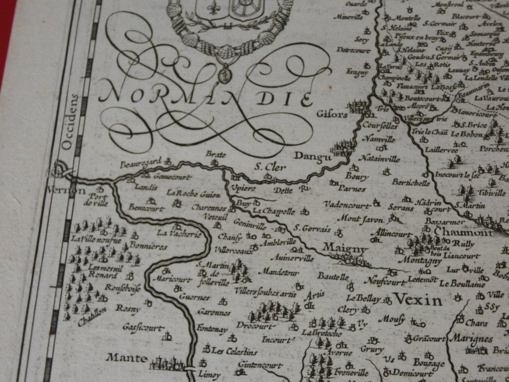 Carte géographique du Beauvaisis Picardie d'époque XVII ème siècle gravée par Jodocus Hondius-photo-4