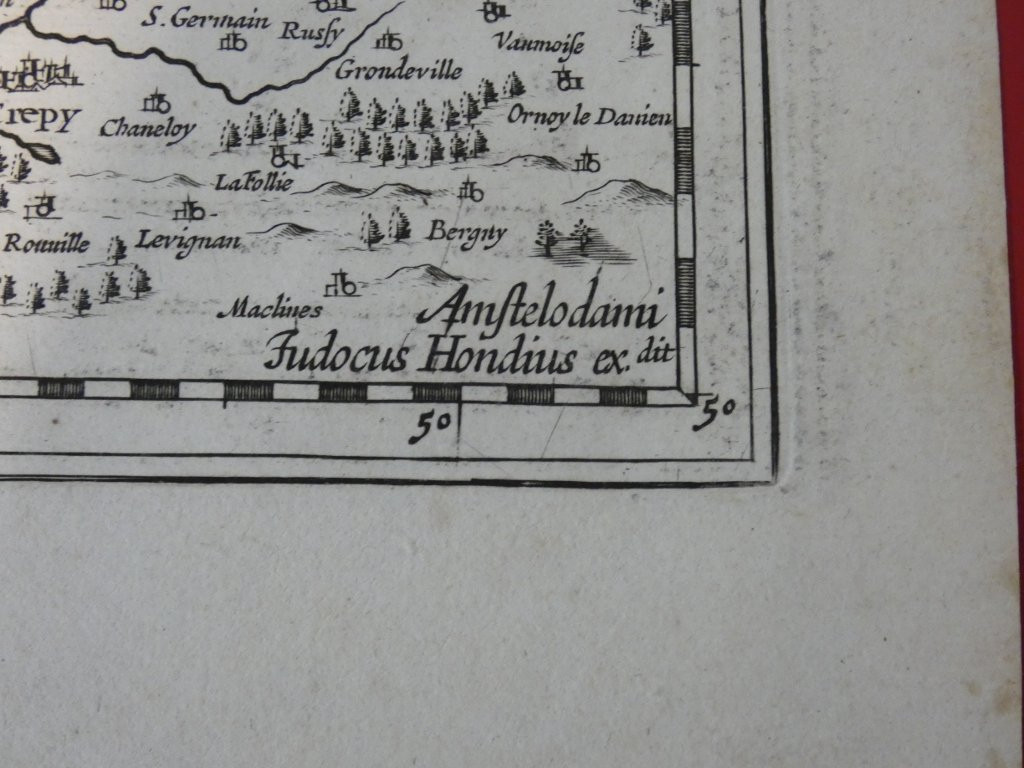 Carte géographique du Beauvaisis Picardie d'époque XVII ème siècle gravée par Jodocus Hondius-photo-2