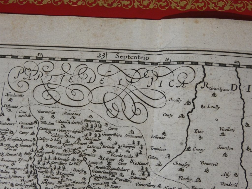 Carte géographique du Beauvaisis Picardie d'époque XVII ème siècle gravée par Jodocus Hondius-photo-4