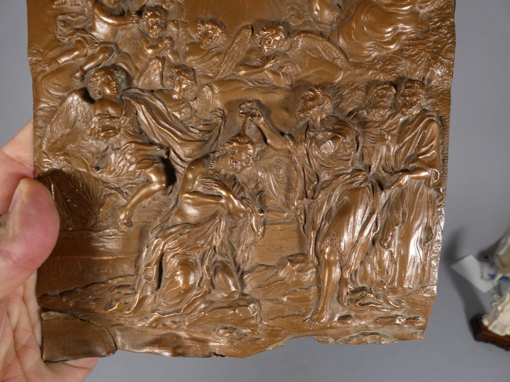 Le baptême du Christ, plaque en cuivre repoussé époque XVIII ème siècle-photo-3