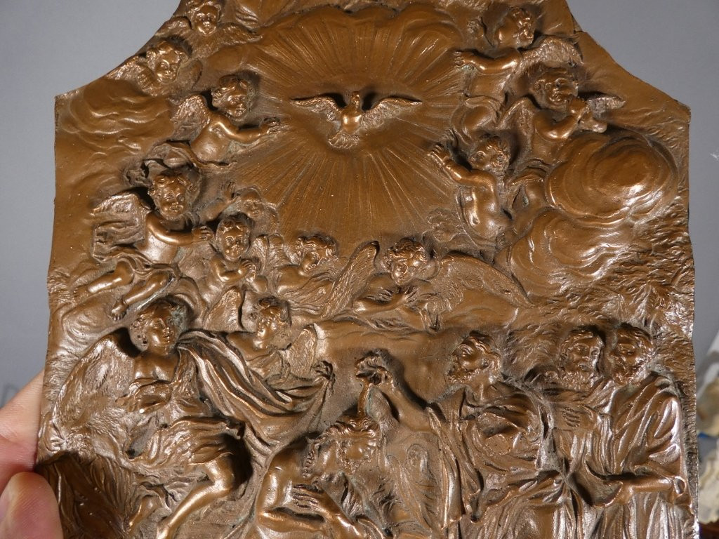 Le baptême du Christ, plaque en cuivre repoussé époque XVIII ème siècle-photo-4