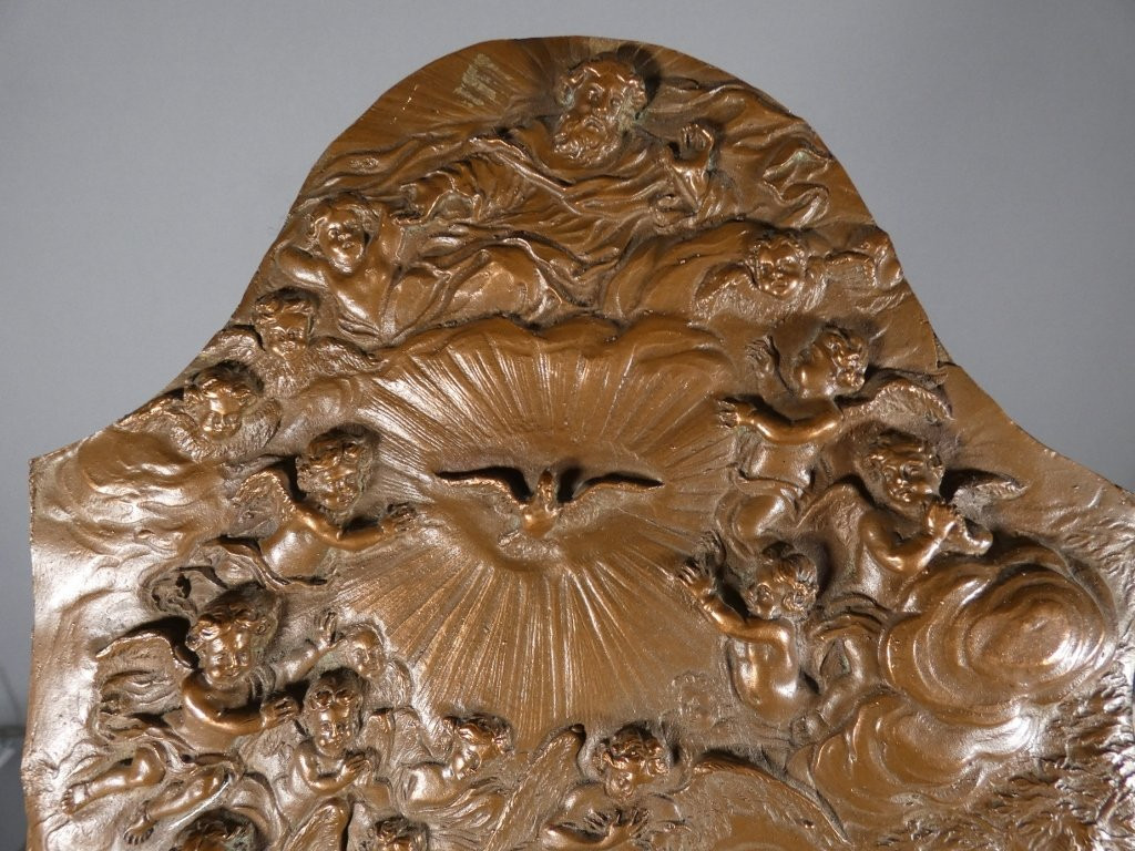 Le baptême du Christ, plaque en cuivre repoussé époque XVIII ème siècle-photo-1