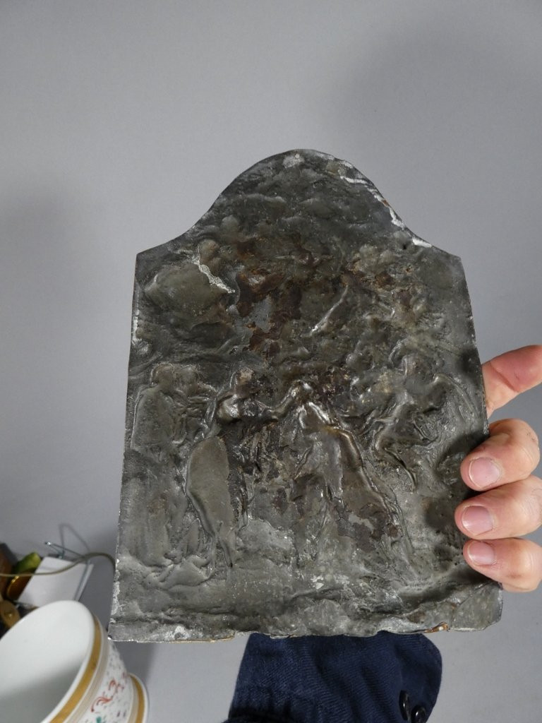 Le baptême du Christ, plaque en cuivre repoussé époque XVIII ème siècle-photo-4