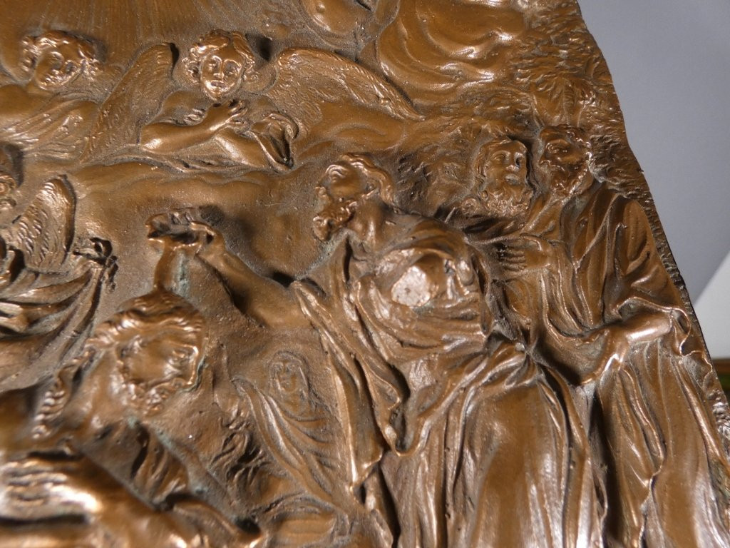 Le baptême du Christ, plaque en cuivre repoussé époque XVIII ème siècle-photo-5