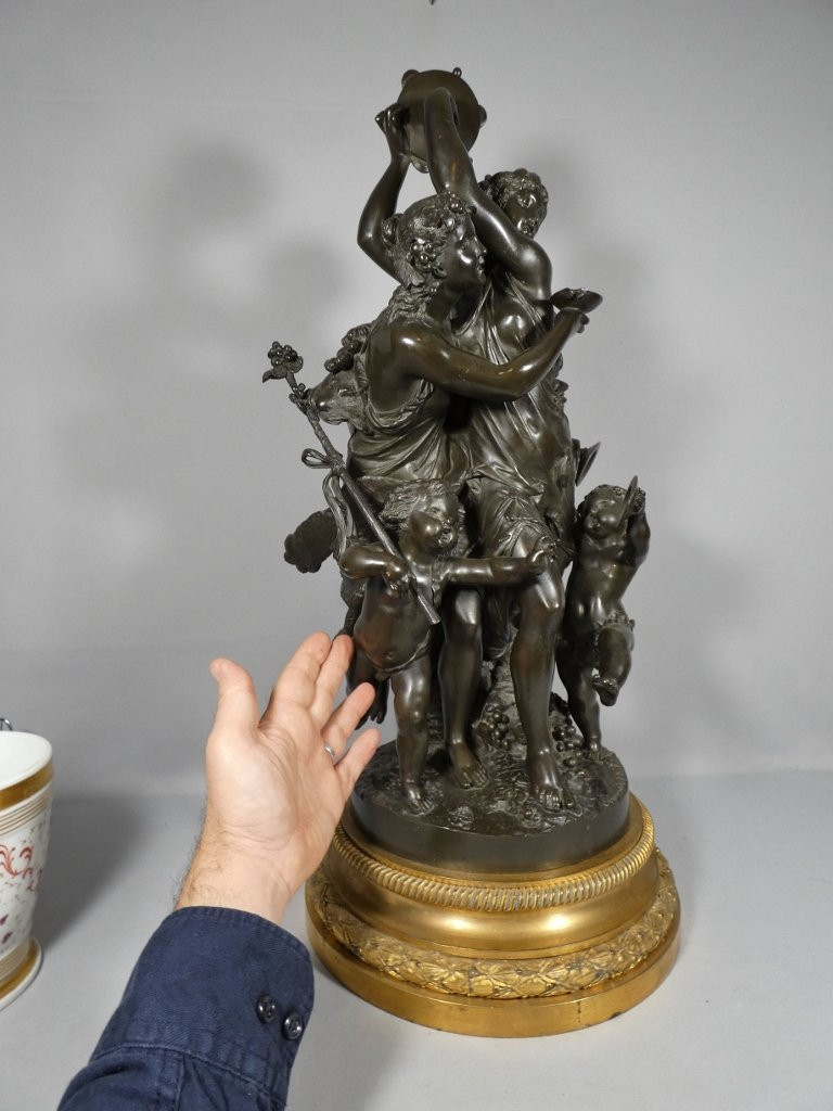 Important Groupe En Bronze, Bacchanale Musique Et Danse, Schoenewerk Et Delafontaine, XIX ème -photo-4