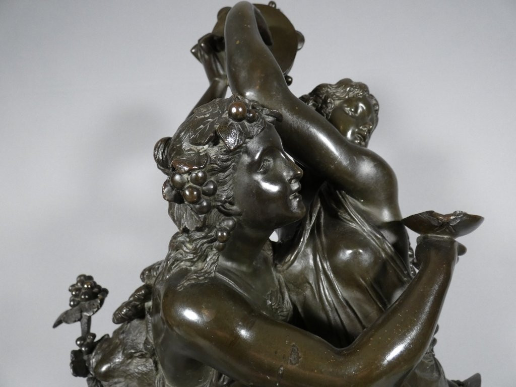Important Groupe En Bronze, Bacchanale Musique Et Danse, Schoenewerk Et Delafontaine, XIX ème -photo-2