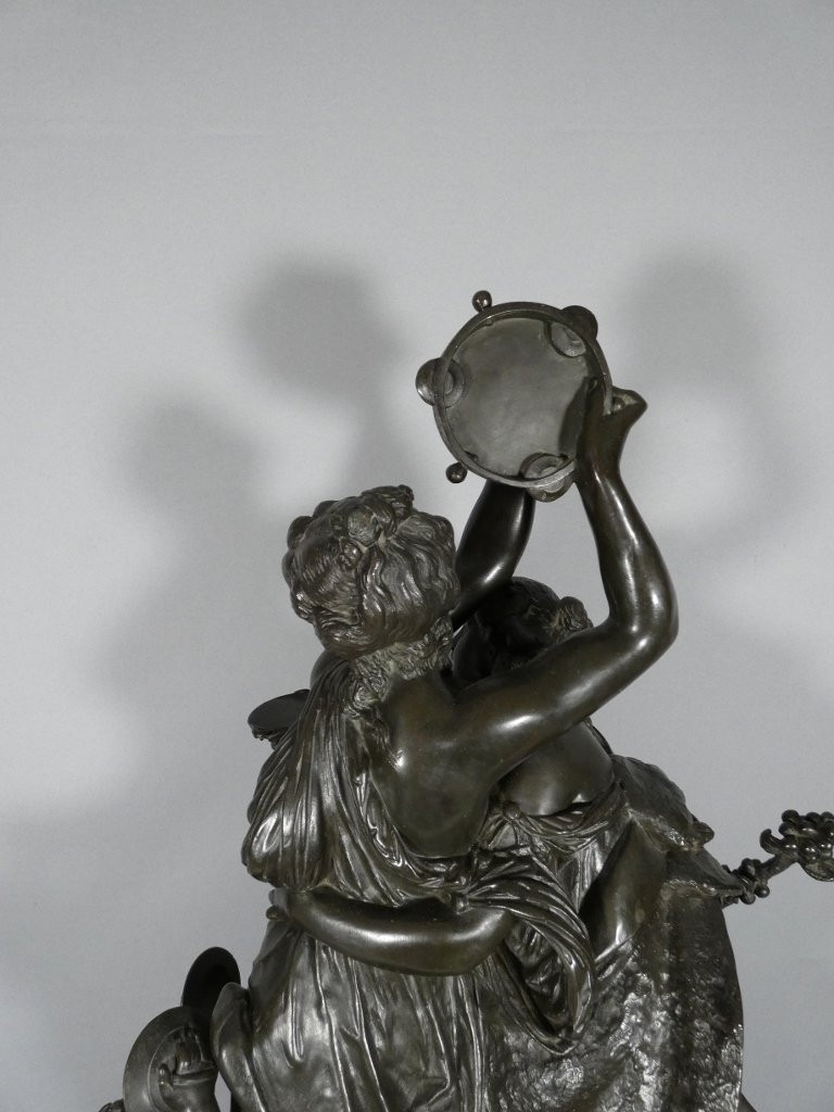 Important Groupe En Bronze, Bacchanale Musique Et Danse, Schoenewerk Et Delafontaine, XIX ème -photo-6