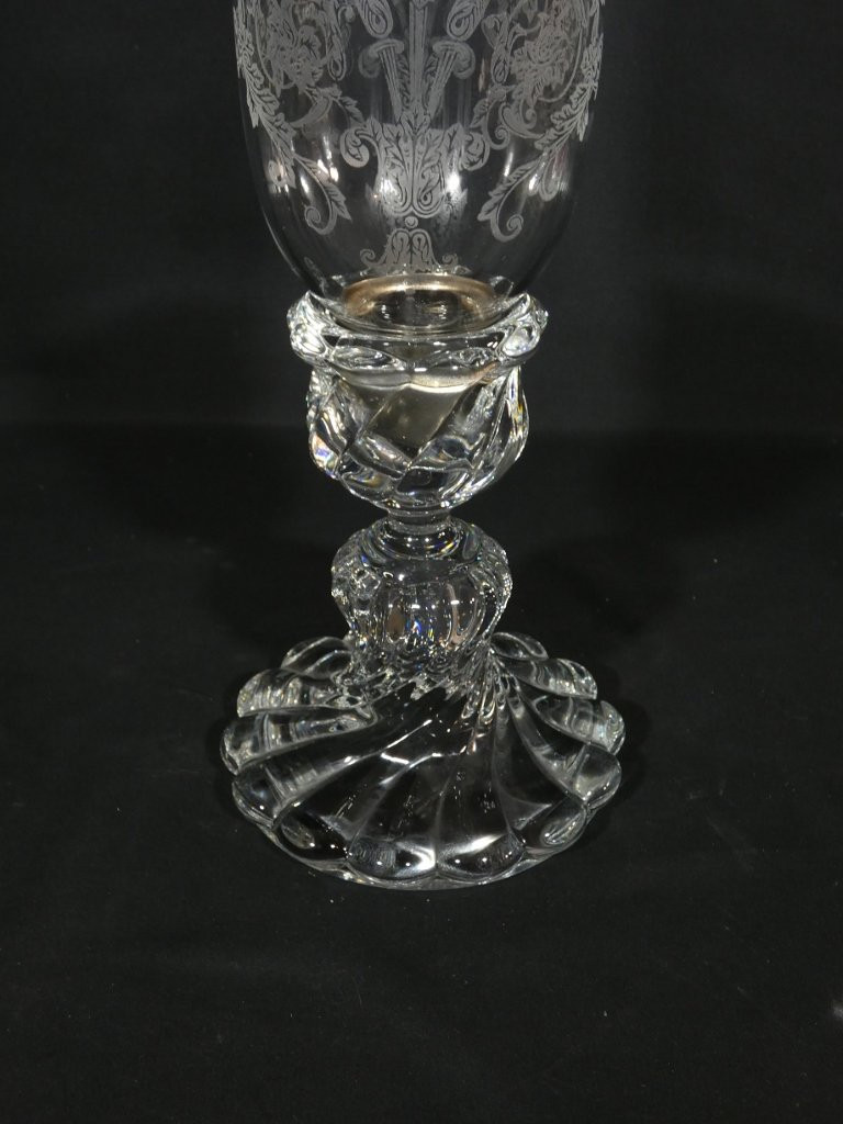 Baccarat Twisted Bamboo, Molded And Engraved Crystal Tealight Holder-photo-3