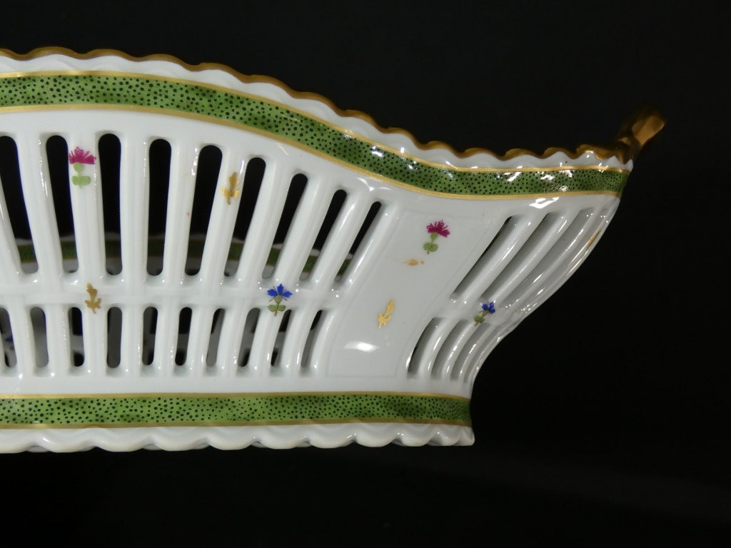 Haviland Vieux Paris Green, Fruit Bowl, Limoges Porcelain Centerpiece-photo-4