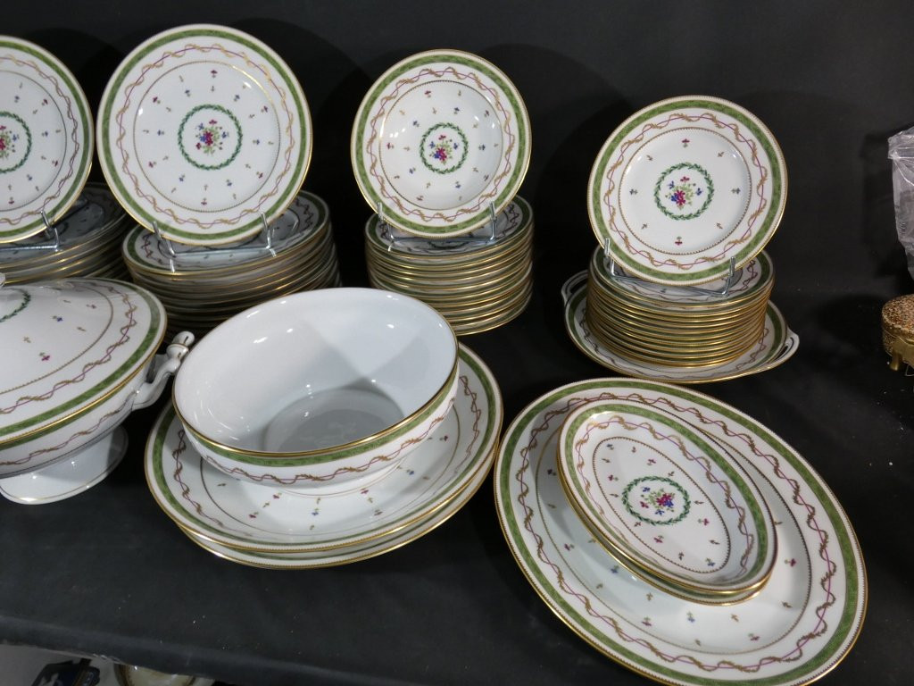 Haviland Vieux Paris Green, Dinner Service For 12 People, Limoges Porcelain-photo-3