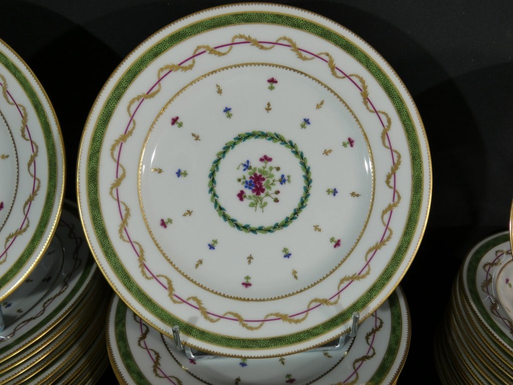 Haviland Vieux Paris Green, Dinner Service For 12 People, Limoges Porcelain-photo-4
