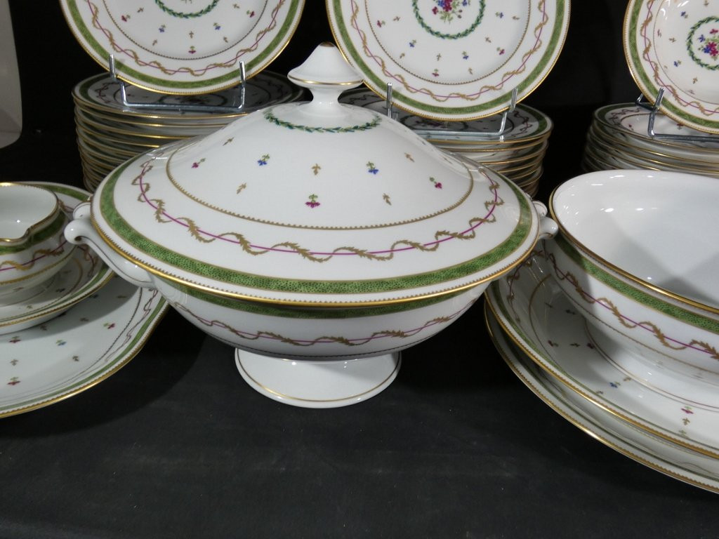 Haviland Vieux Paris Green, Dinner Service For 12 People, Limoges Porcelain-photo-1