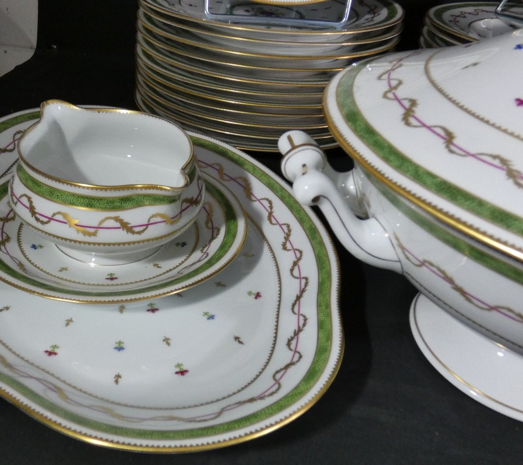 Haviland Vieux Paris Green, Dinner Service For 12 People, Limoges Porcelain-photo-2