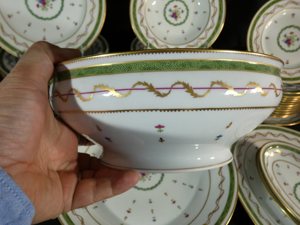 Haviland Vieux Paris Green, Dinner Service For 12 People, Limoges Porcelain-photo-5