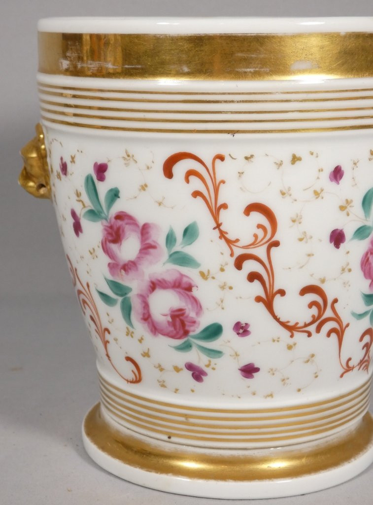 Paris Porcelain Flowerpot, Louis Philippe Period, Early 19th Century-photo-2