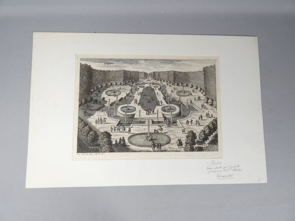 Versailles, The Feast Hall, 17th Century Engraving Of The Gardens By Gabriel Pérelle-photo-2