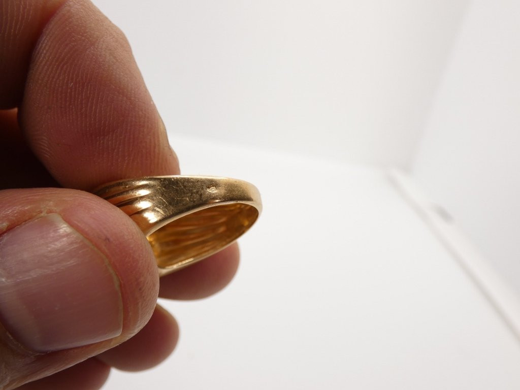 Tank Ring In Solid Gold And Diamonds, 1940s Period-photo-4
