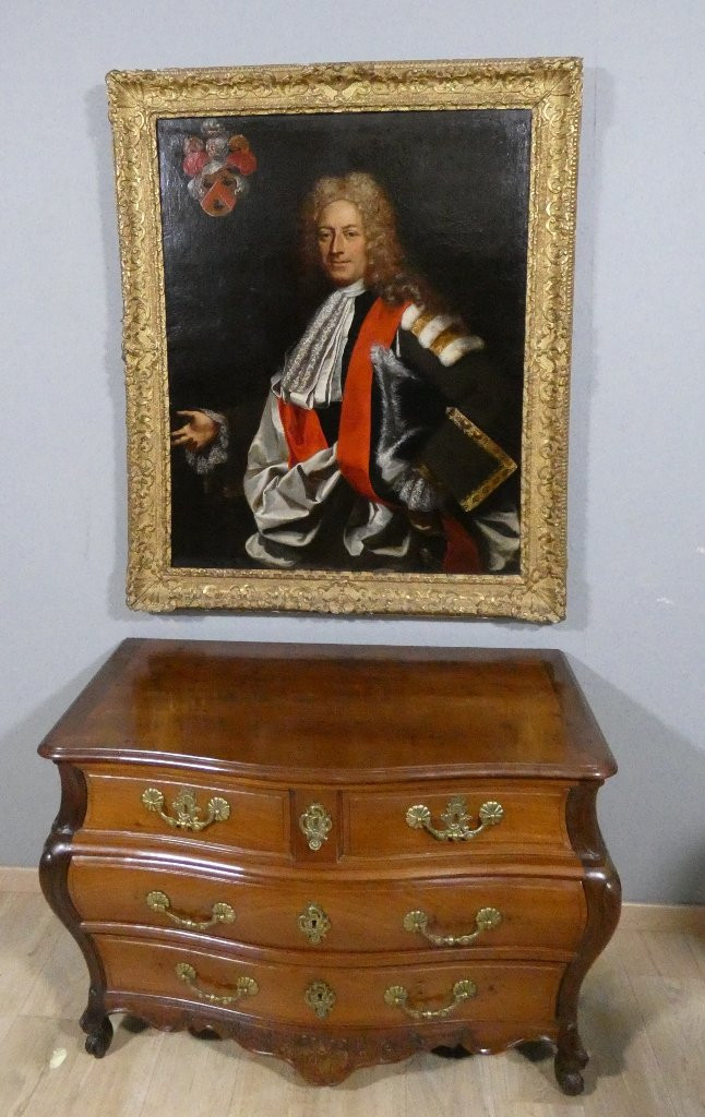 Portrait d'un magistrat début XVIII ème, Capitoul de Toulouse cadre doré-photo-2