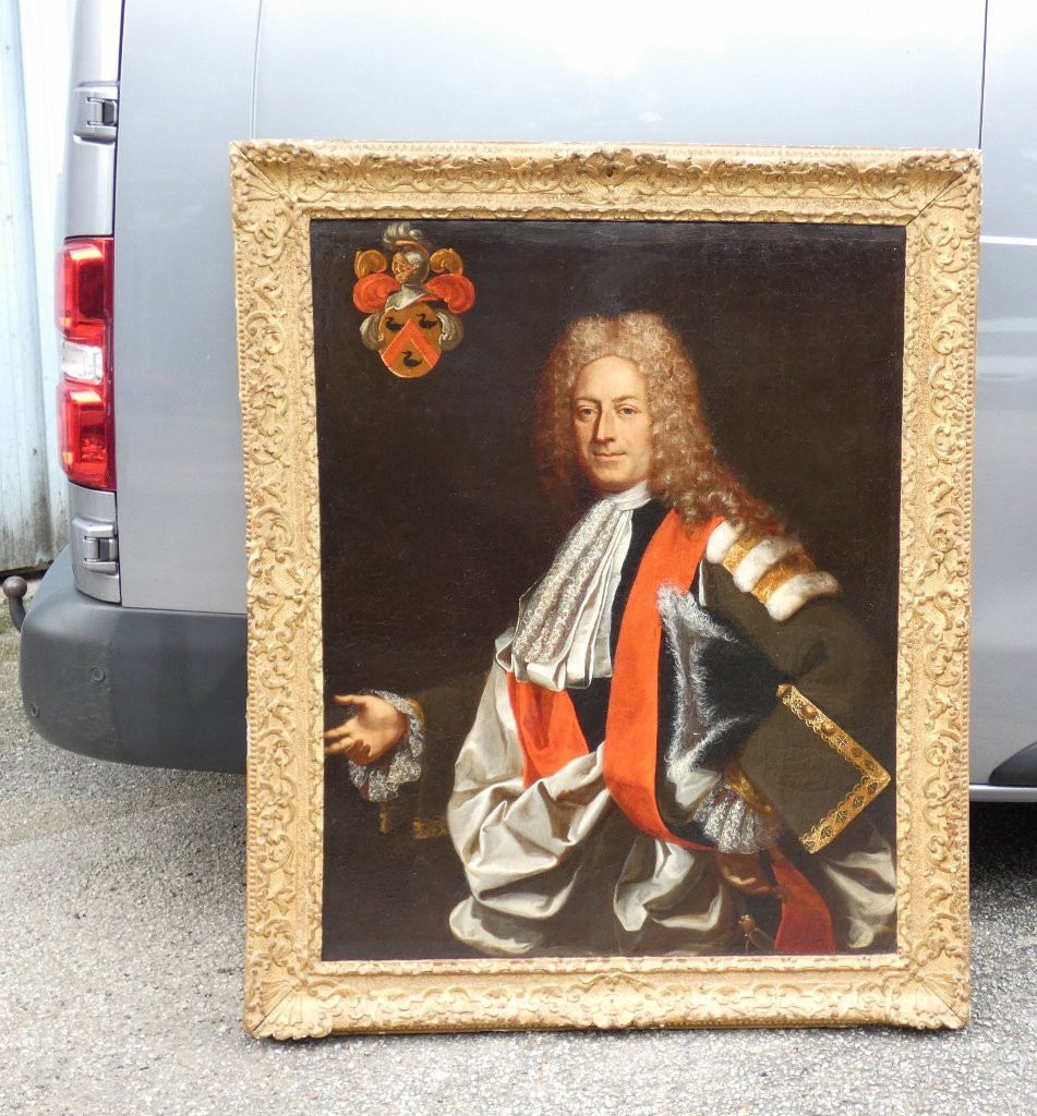 Portrait d'un magistrat début XVIII ème, Capitoul de Toulouse cadre doré-photo-3