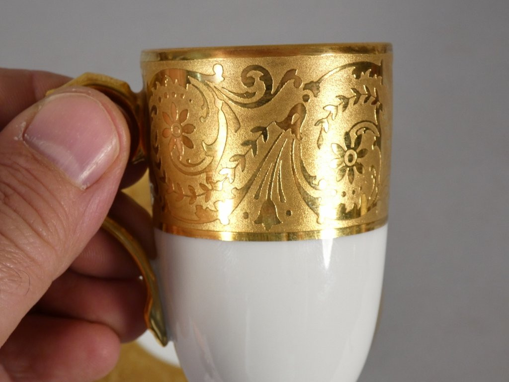 Incrustation d'or, tasse de collection en porcelaine de Limoges-photo-4