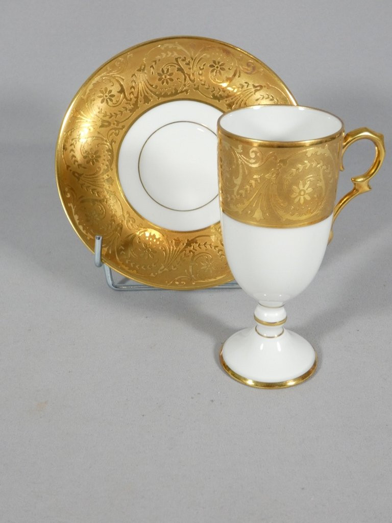 Incrustation d'or, tasse de collection en porcelaine de Limoges-photo-5