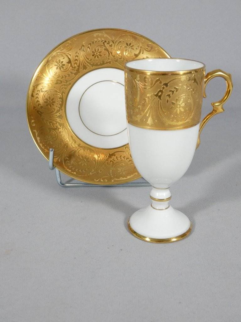 Incrustation d'or, tasse de collection en porcelaine de Limoges-photo-7
