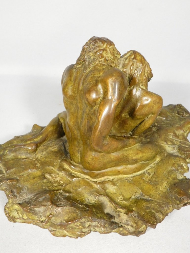 Trois, maternité, sculpture en bronze patiné par Sandrine Clarisse Bertrand, fonte Couffignal-photo-4