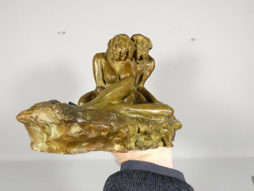 Trois, maternité, sculpture en bronze patiné par Sandrine Clarisse Bertrand, fonte Couffignal-photo-6