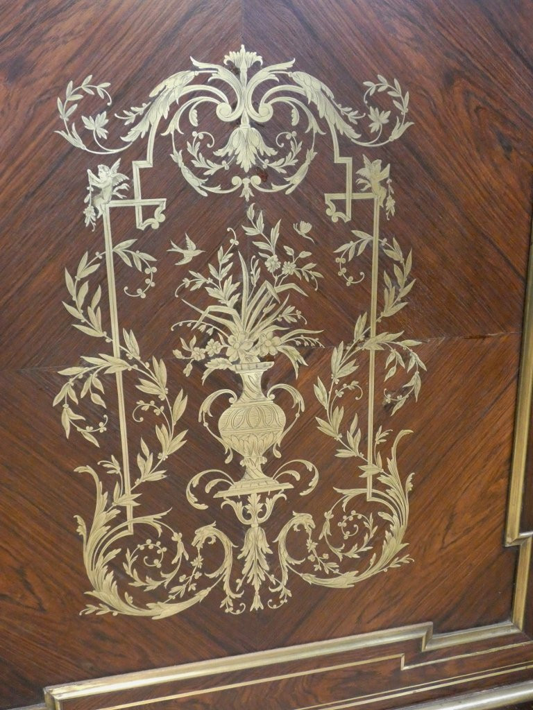 Buffet à hauteur d'appui Napoléon III en palissandre et marqueterie de laiton, XIX è-photo-4
