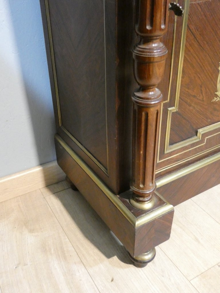 Buffet à hauteur d'appui Napoléon III en palissandre et marqueterie de laiton, XIX è-photo-3
