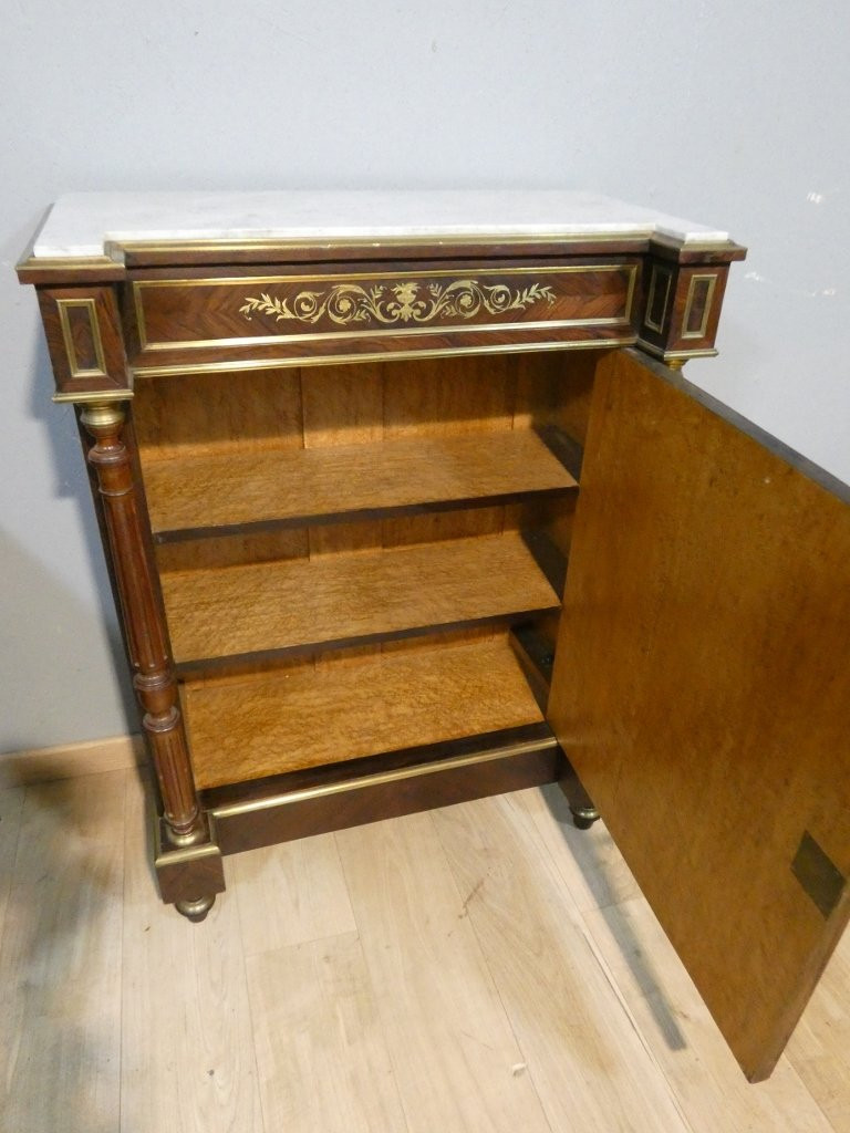 Buffet à hauteur d'appui Napoléon III en palissandre et marqueterie de laiton, XIX è-photo-6