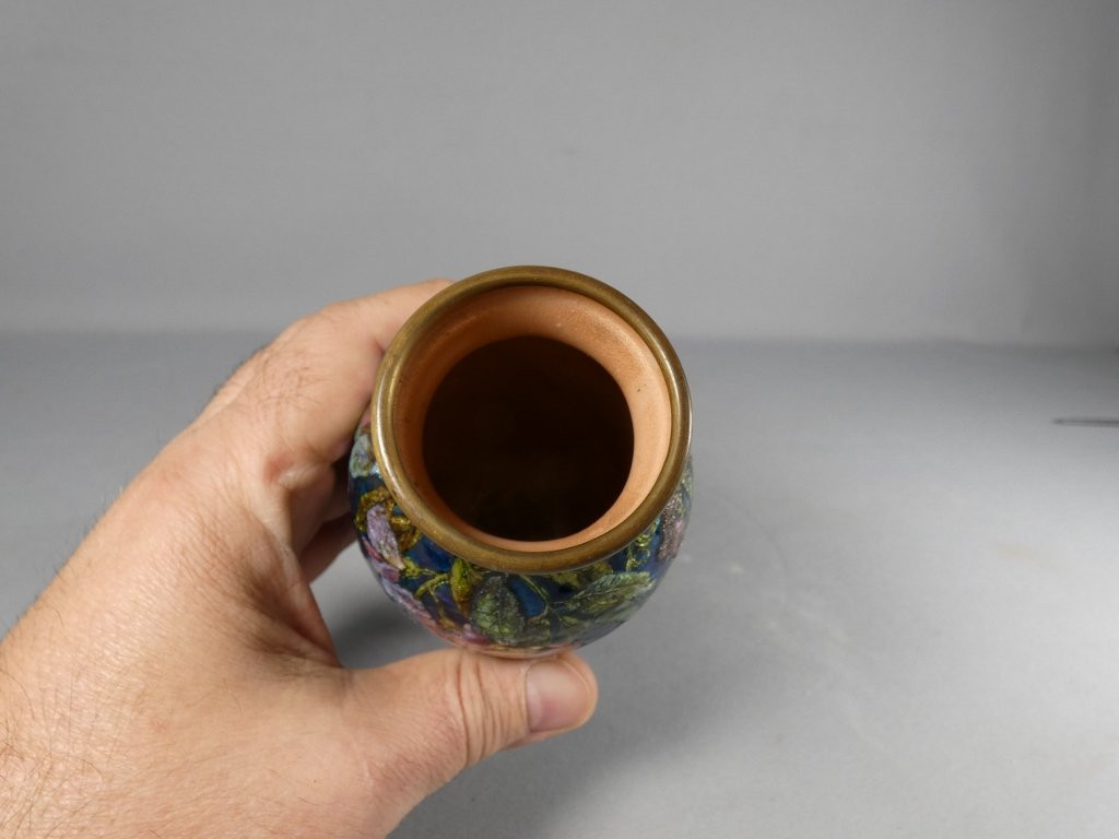 La Glycine, vase en émail émaux de Limoges par Cibot et Thoumieux, début XX ème-photo-8