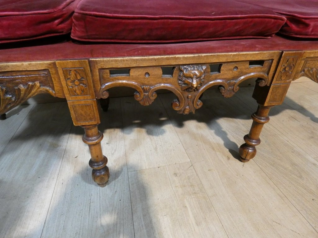 Neo-renaissance Walnut Bench With Carved Phoenixes, Circa 1880-photo-5