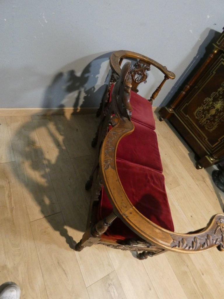 Neo-renaissance Walnut Bench With Carved Phoenixes, Circa 1880-photo-6