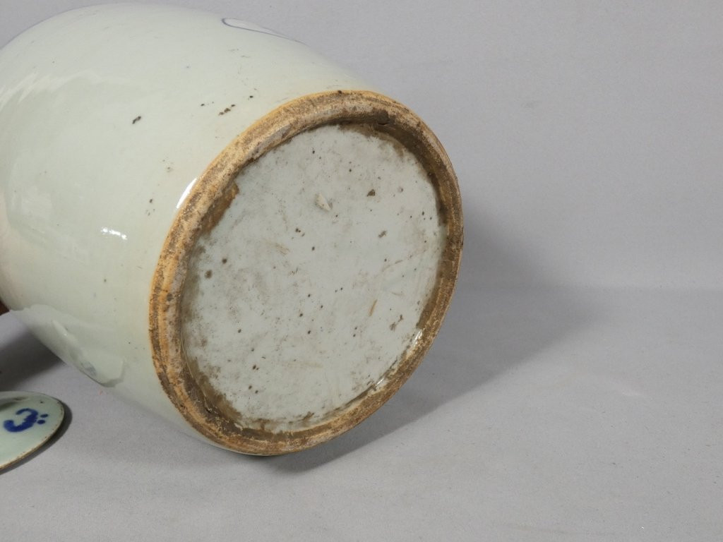 China 19th Century, Celadon Covered Jar And Blue Ceramic Figures-photo-7