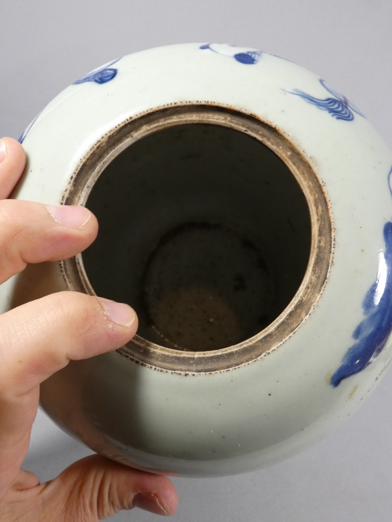 China 19th Century, Celadon Covered Jar And Blue Ceramic Figures-photo-8