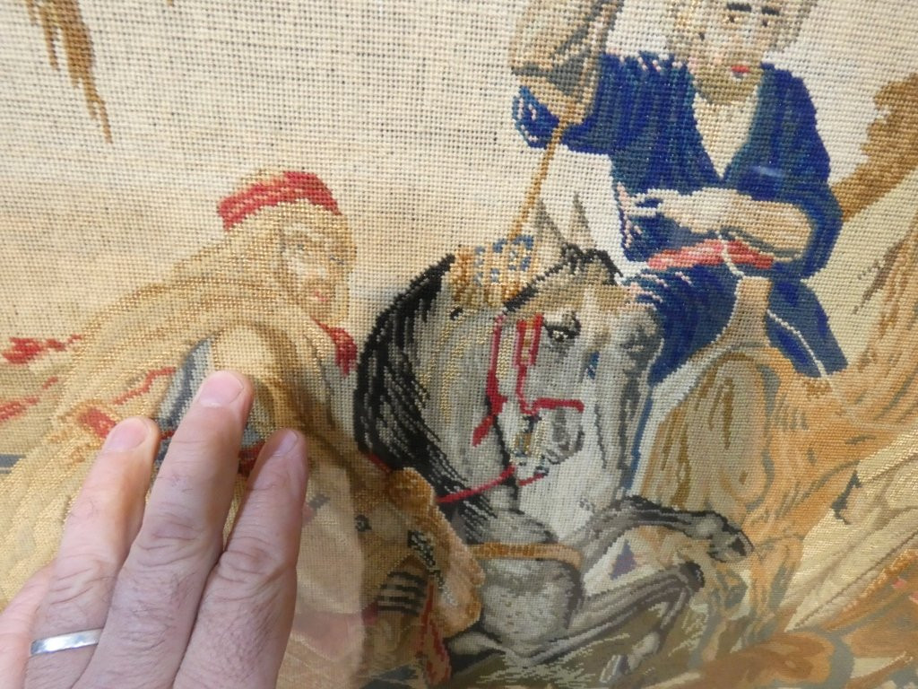 Rosewood And Petit Point Tapestry Fireplace Screen, 19th Century-photo-6