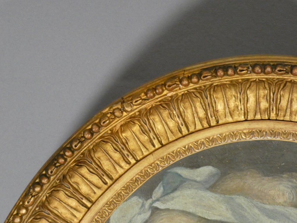 Portrait de jeune femme dans le goût du XVIII ème, huile sur bois époque XIX ème-photo-5