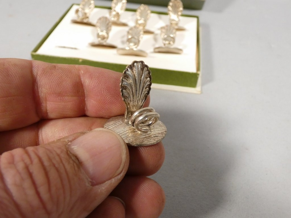 Christofle Coquille, 8 porte menus en métal argenté-photo-1