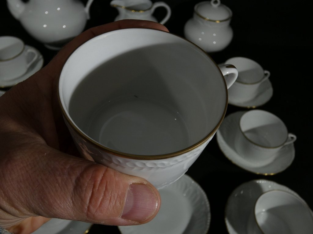 Limoges White And Gold Porcelain Tea Service For 12 People-photo-2