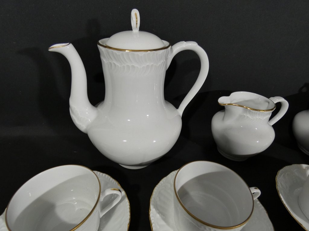 Limoges White And Gold Porcelain Tea Service For 12 People-photo-5