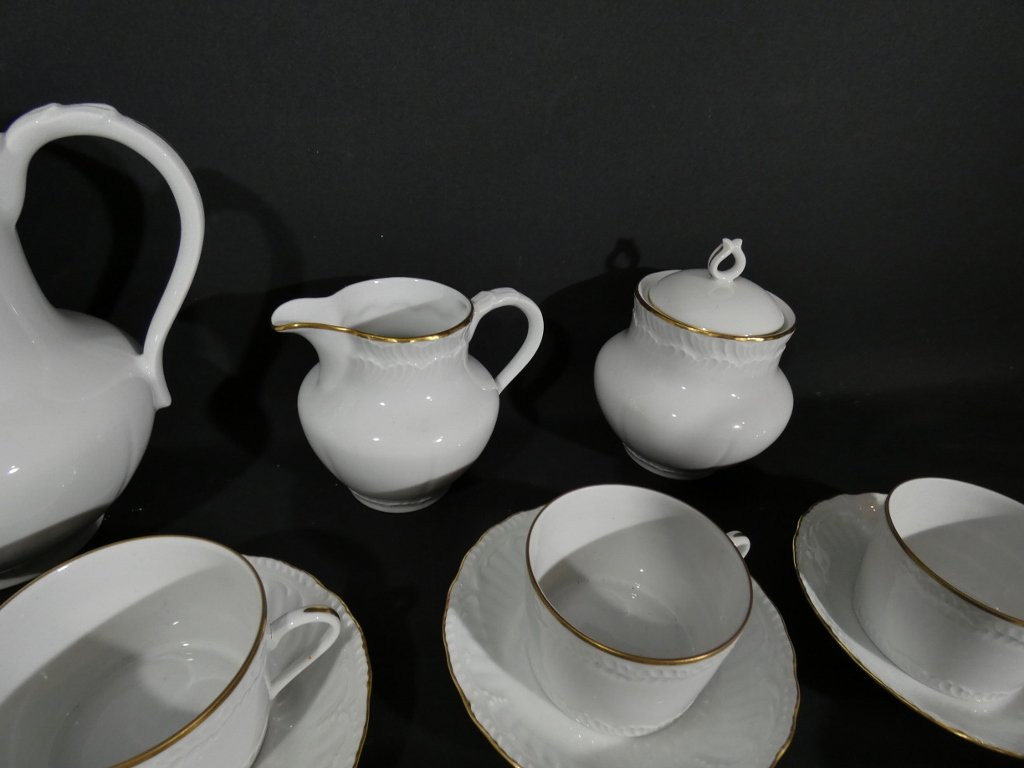 Limoges White And Gold Porcelain Tea Service For 12 People-photo-6