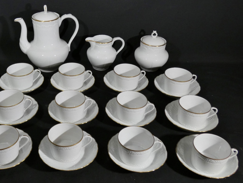 Limoges White And Gold Porcelain Tea Service For 12 People