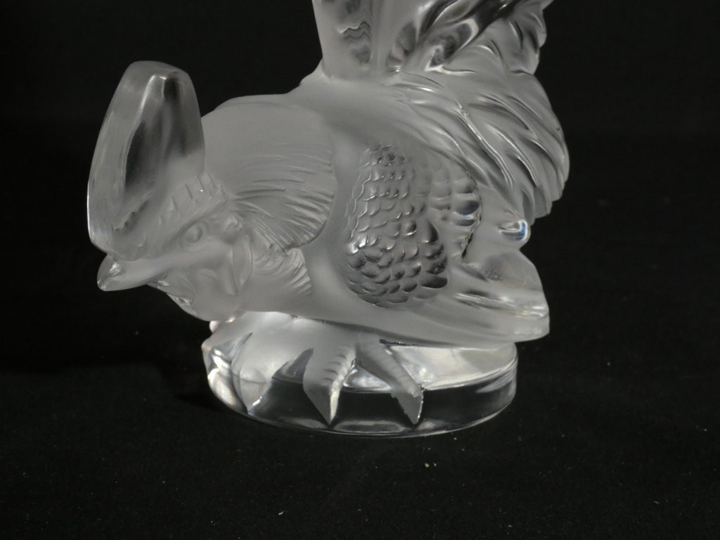 Lalique France, Dwarf Rooster, Crystal Statuette, Circa 1960-photo-3