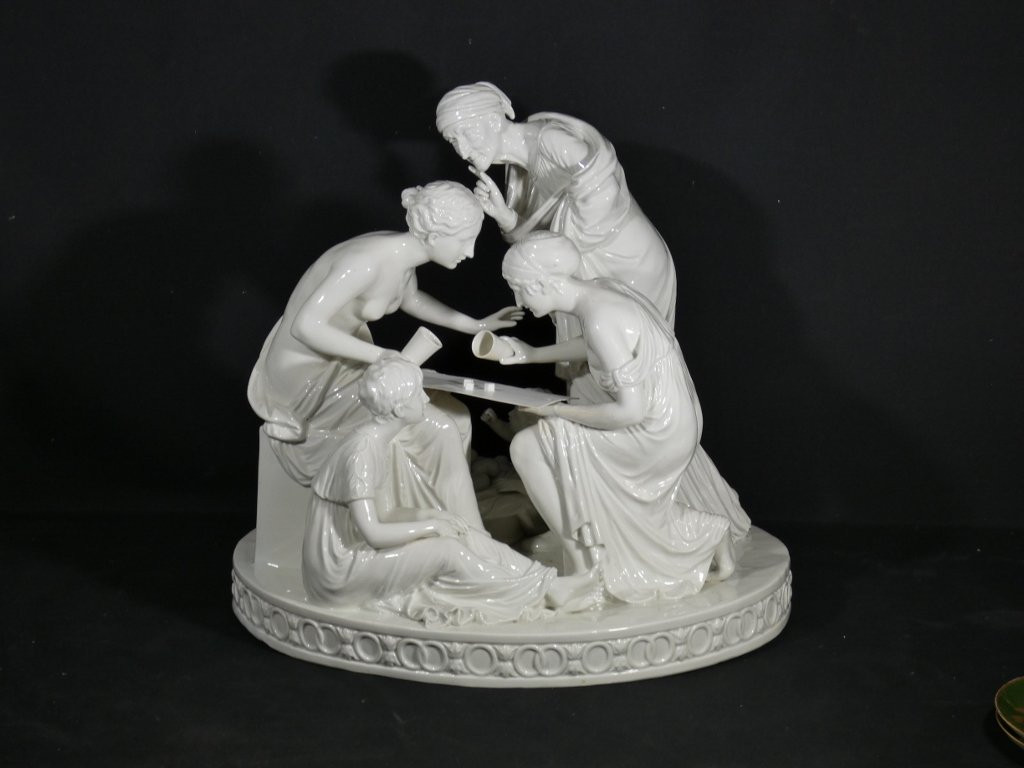 The Dice Players, Large Porcelain Group From Capodimonte, Italy, Circa 1900-photo-2