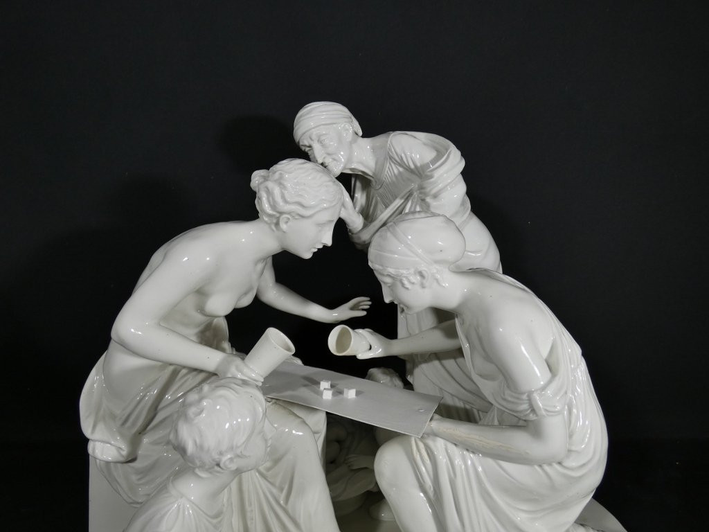 The Dice Players, Large Porcelain Group From Capodimonte, Italy, Circa 1900-photo-1