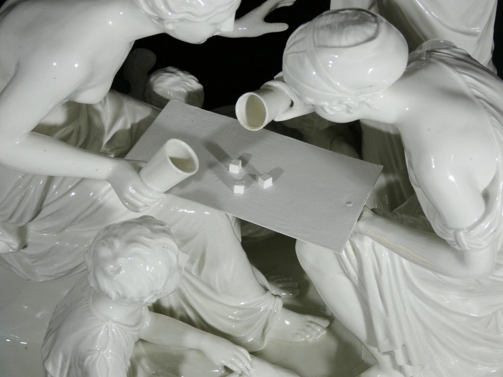 The Dice Players, Large Porcelain Group From Capodimonte, Italy, Circa 1900-photo-2