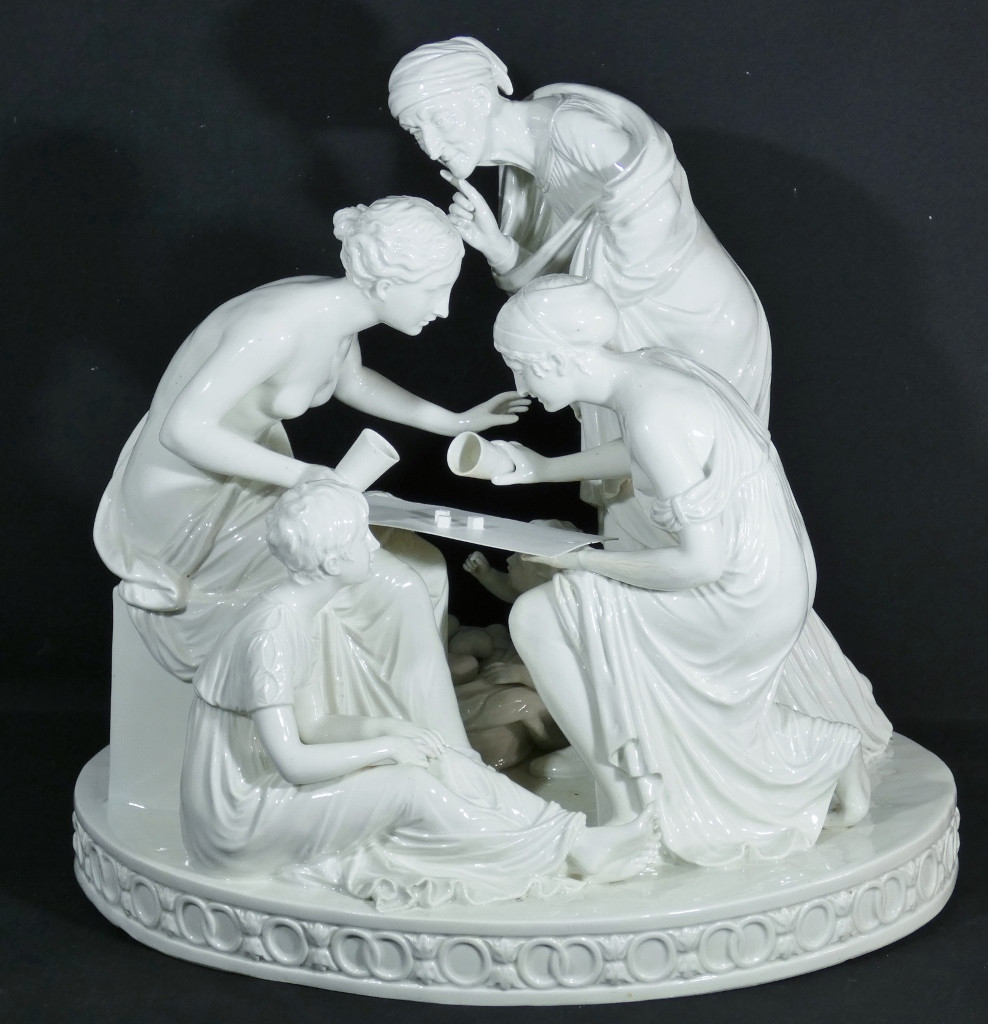 The Dice Players, Large Porcelain Group From Capodimonte, Italy, Circa 1900